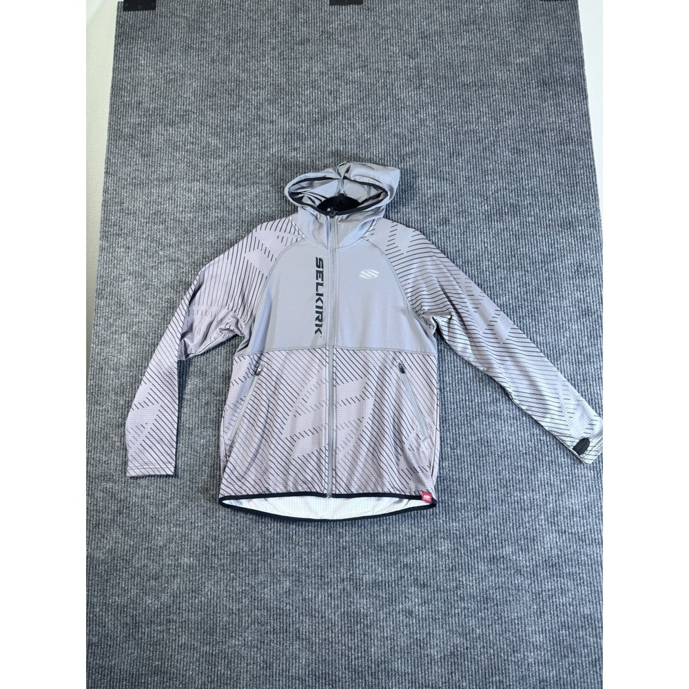 Selkirk Men's Hooded Windbreaker Jacket Gray Size S Lightweight Full‎ Zip